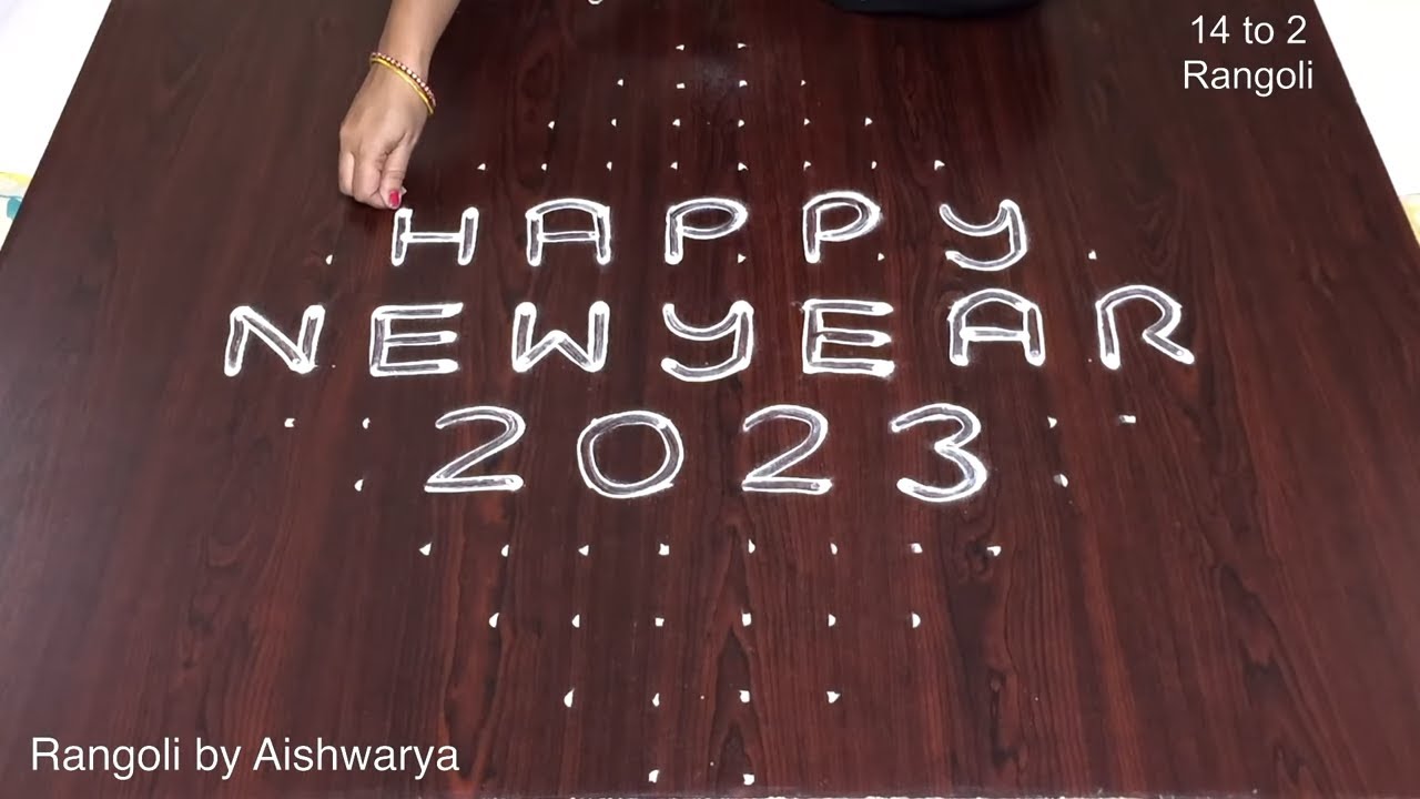 Happy New Year 2023 Design 🌷 14 dots Muggulu 🌷 Big Rangoli Kolam