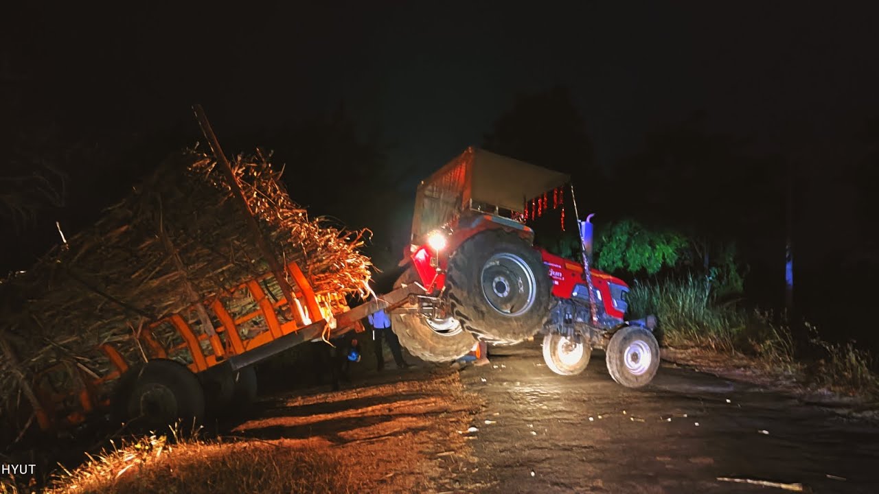 😱kubota 5502 || By Rotavator Road &  Pulling With Arjun 555 ||Sugarcane Heavy Loaded Tractor Danger!