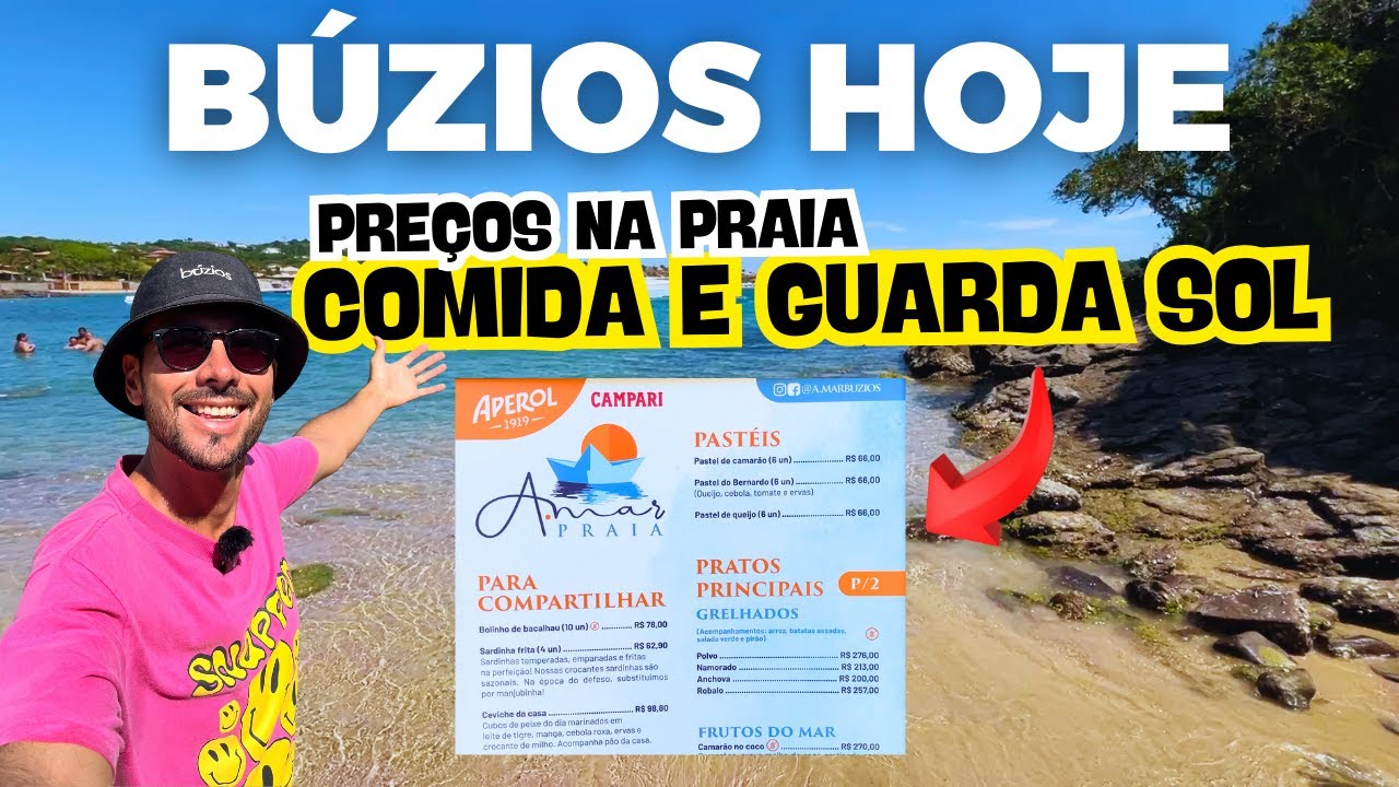 PRAIA DA FERRADURA E RESERVA ONDE COMER COM PREÇOS DE COMIDA E GUARDA SOL | BÚZIOS HOJE 25/01/2025