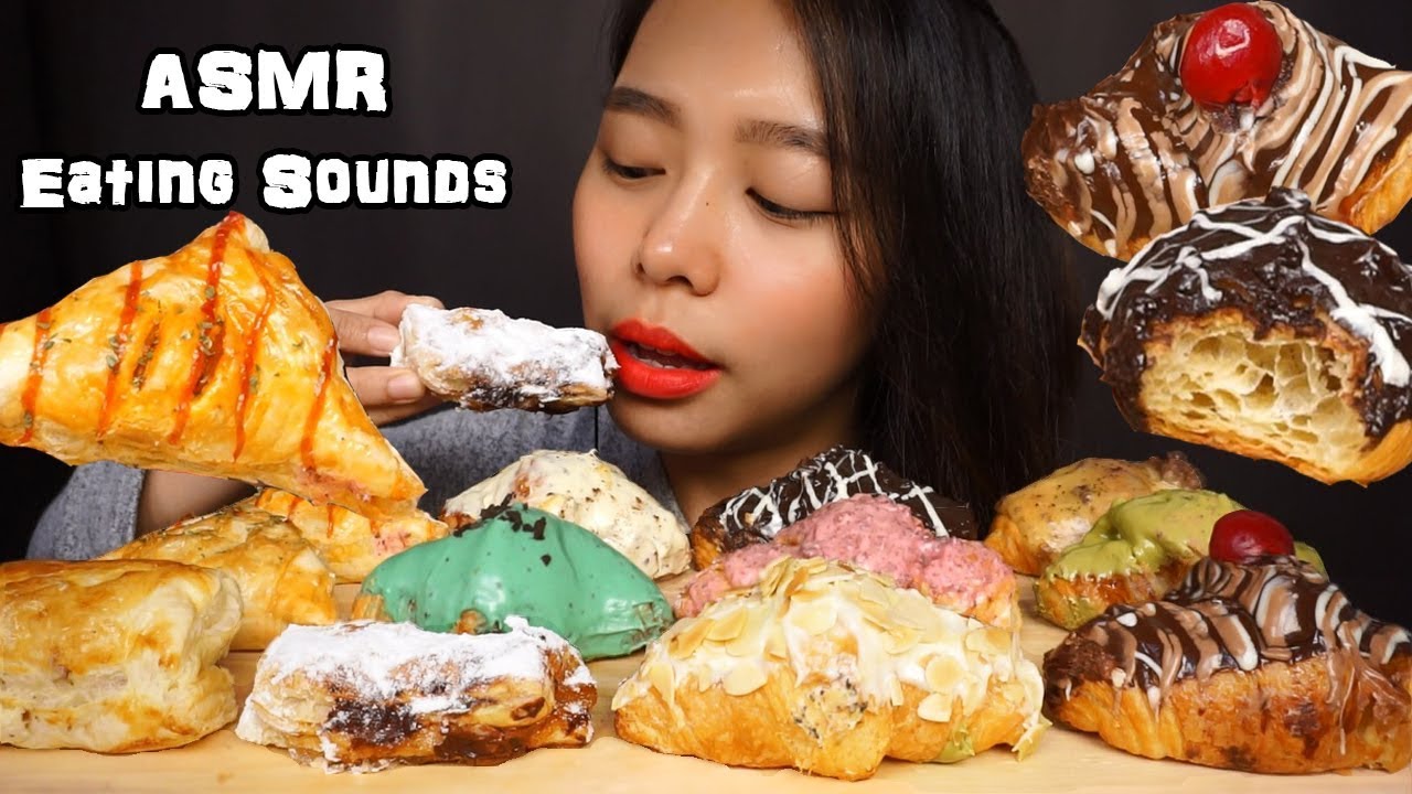 ASMR Assorted Mini Pastries (Croissant etc) | Soft Crunchy Crispy Eating Sounds | No Talking