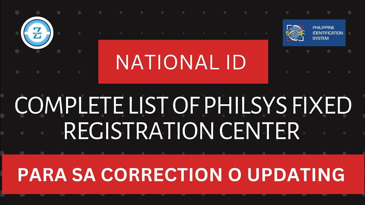 NEW UPDATE: COMPLETE LIST OF PHILSYS FIXED REGISTRATION CENTER CORRECTION OF NATIONAL ID