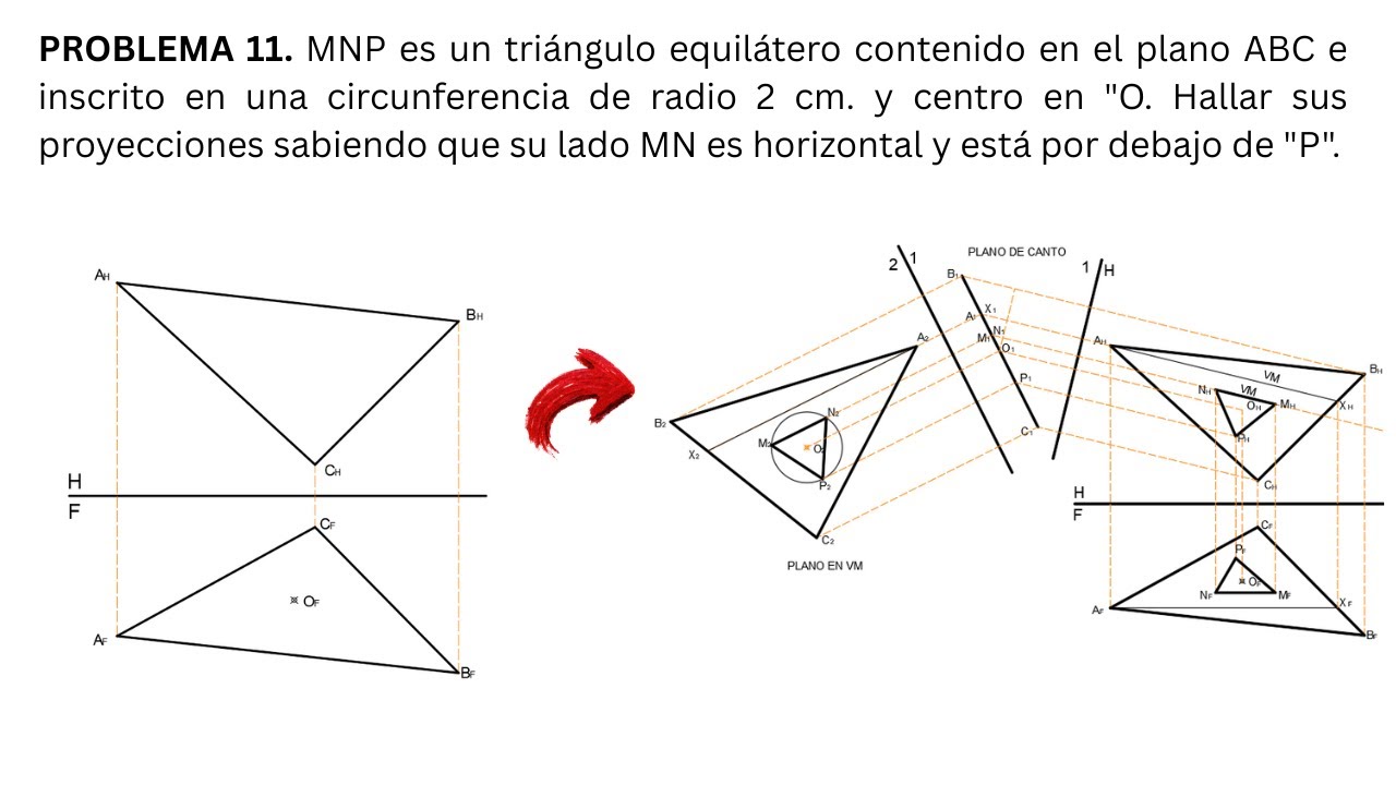 PROBLEMA 11: Proyecciones de un triángulo equilátero inscrito en una circunferencia