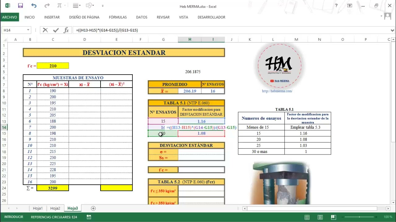 COMO CALCULAR LA RESISTENCIA REQUERIDO DEL CONCRETO | DESVIACIÓN ESTÁNDAR | EXCEL | #HebMERMA