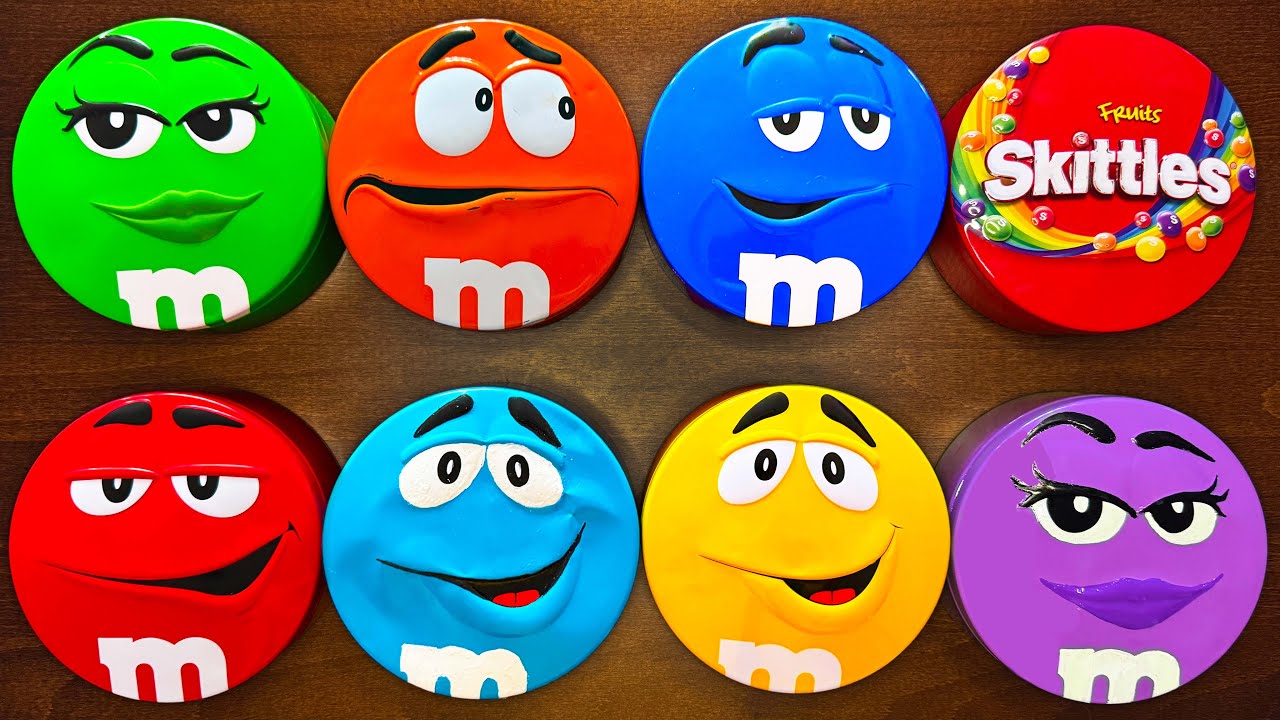 Satisfying Video | Amazing Unpacking Bright Tins with Rainbow Skittles and Yummy M&M'S Candy ASMR