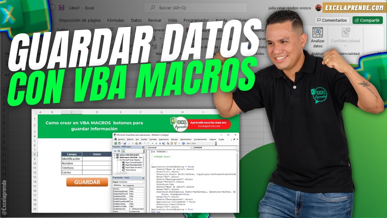 🏅 Como crear en VBA MACROS 🎯 botones para guardar información