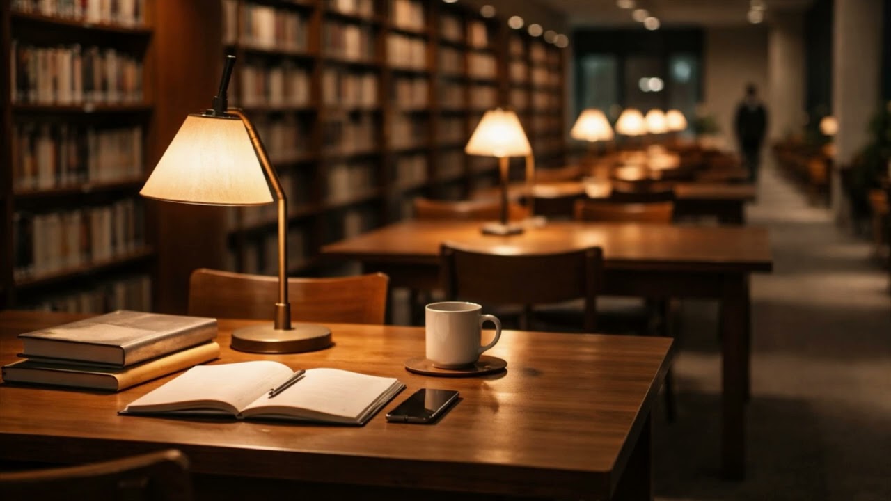 勉強がはかどる音｜夜の静かな図書館｜Study Focus Ambient｜Quiet Library at Night
