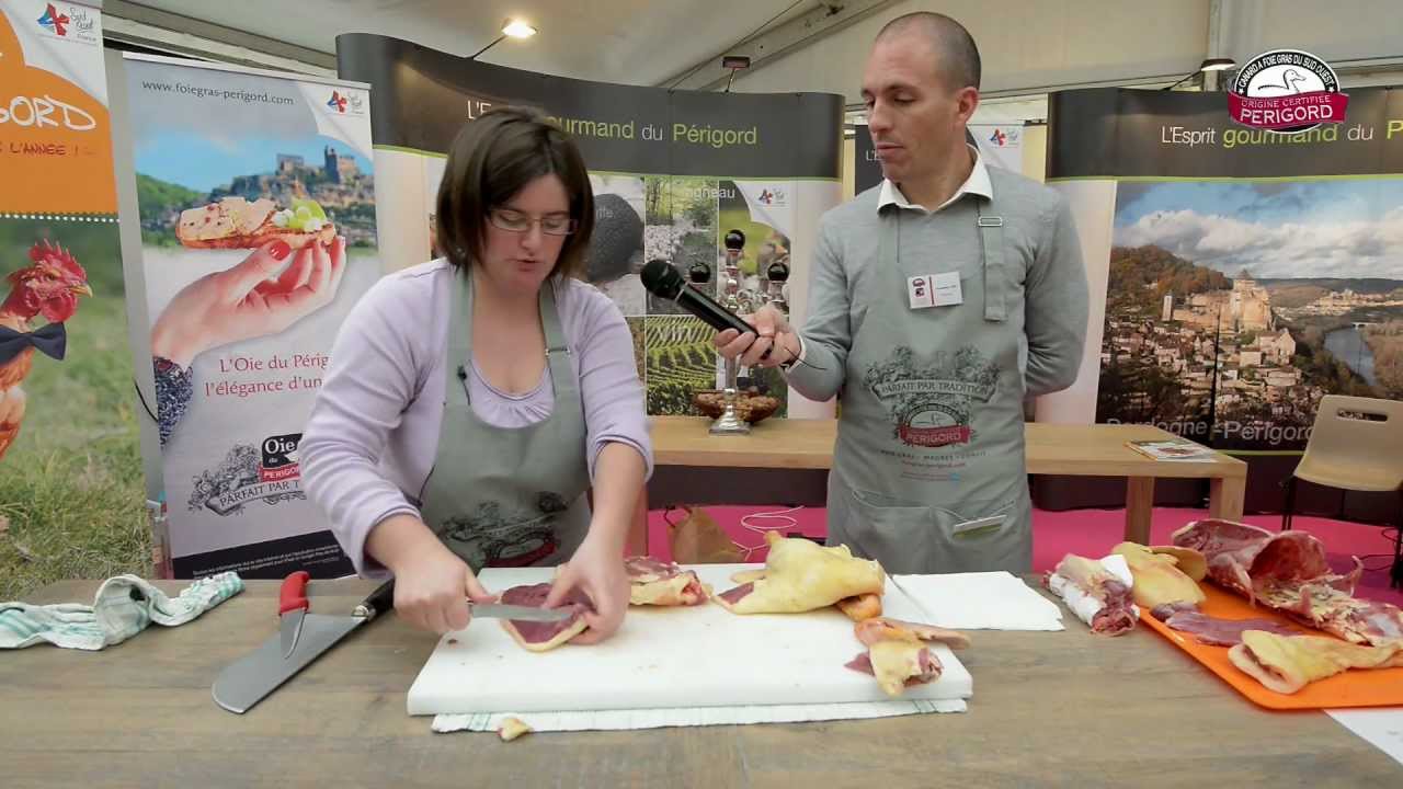 Démonstration de découpe d'un canard gras