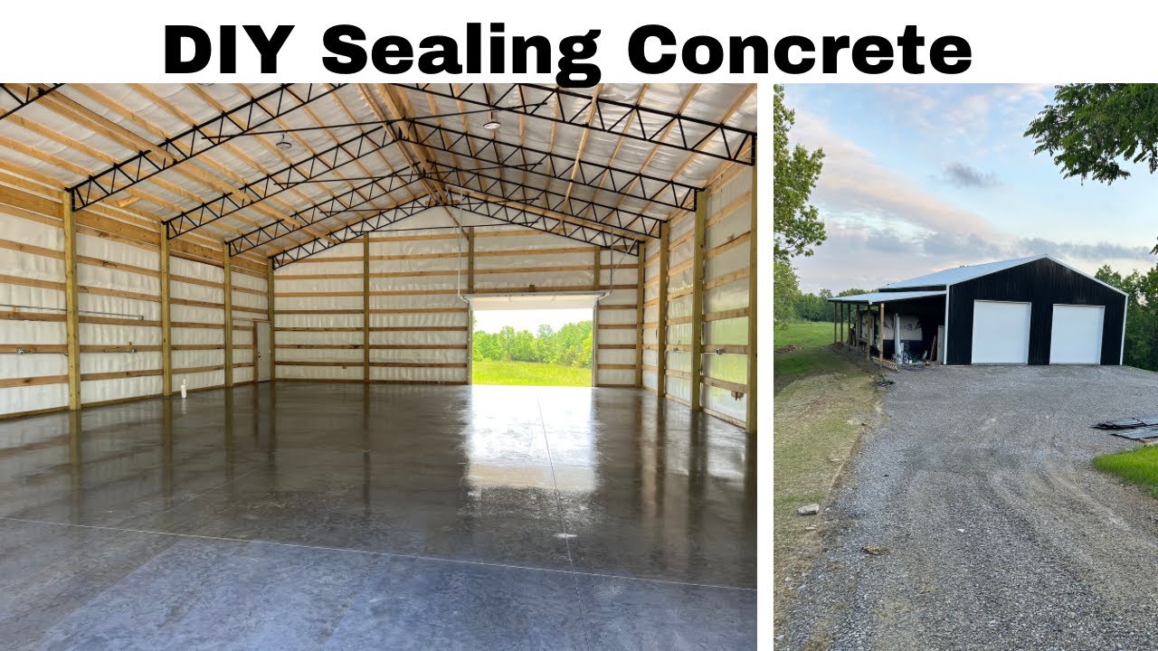DIY Pole Barn Construction #29: How to seal concrete | Easy tutorial!