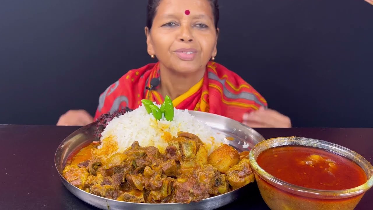 BIGBITES,EATING RICE WITH 🔥🔥🥵🥵 SPICY MUTTON KOSHA।।HUGE RICE,,