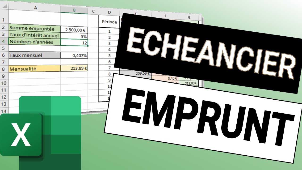 Excel - Créer un échéancier de prêt