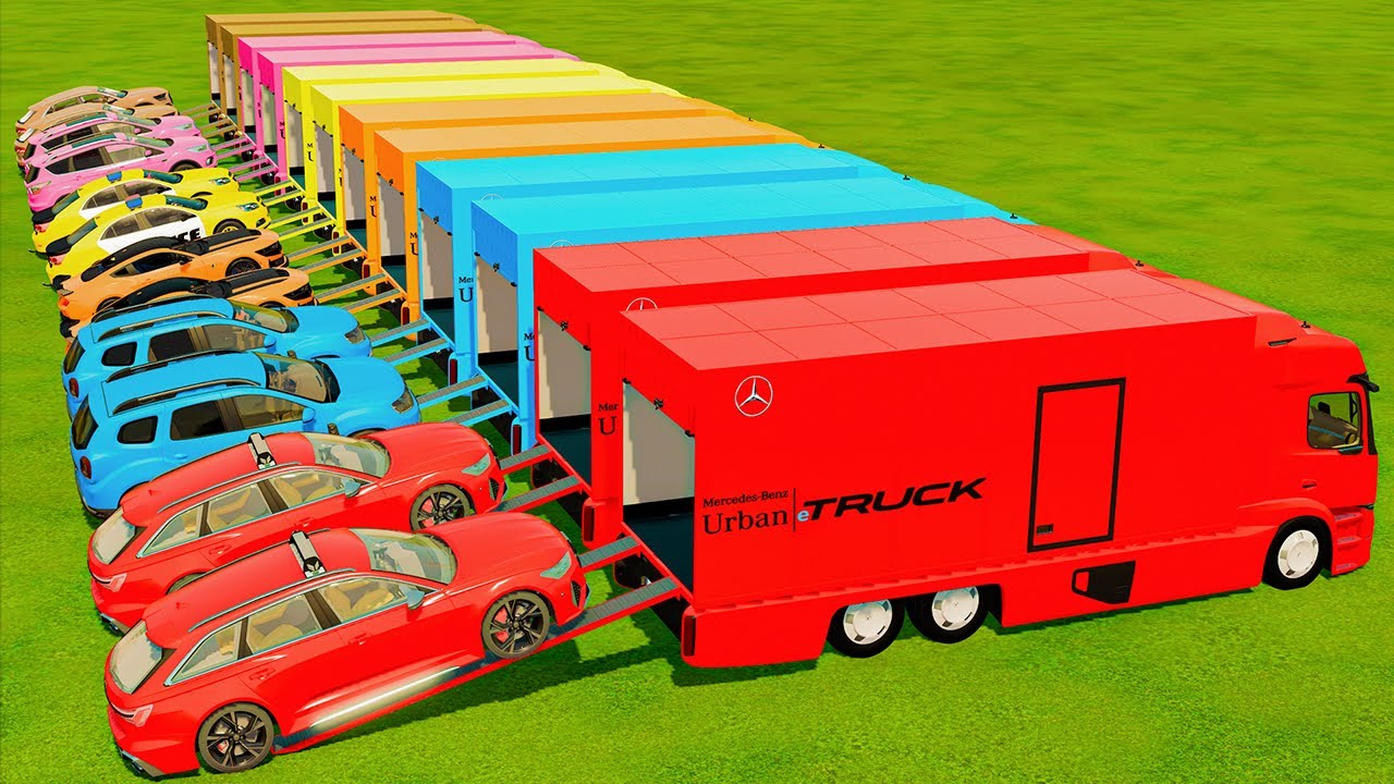 CARS with Colors | All Cars Transport With Urban Trucks In Fs22 | Farming Simulator 22 |