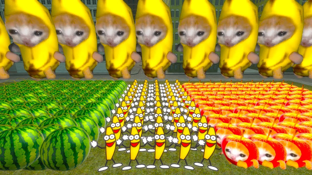 Frut Invasion! Banana, Banana Cat, Apple Cat, Watermelon Nextbot Gmod