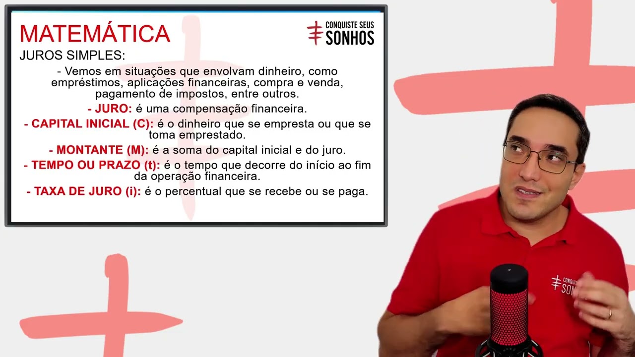 JUROS SIMPLES - MATEMÁTICA - CARGO ENSINO MÉDIO - CONCURSO PÚBLICO