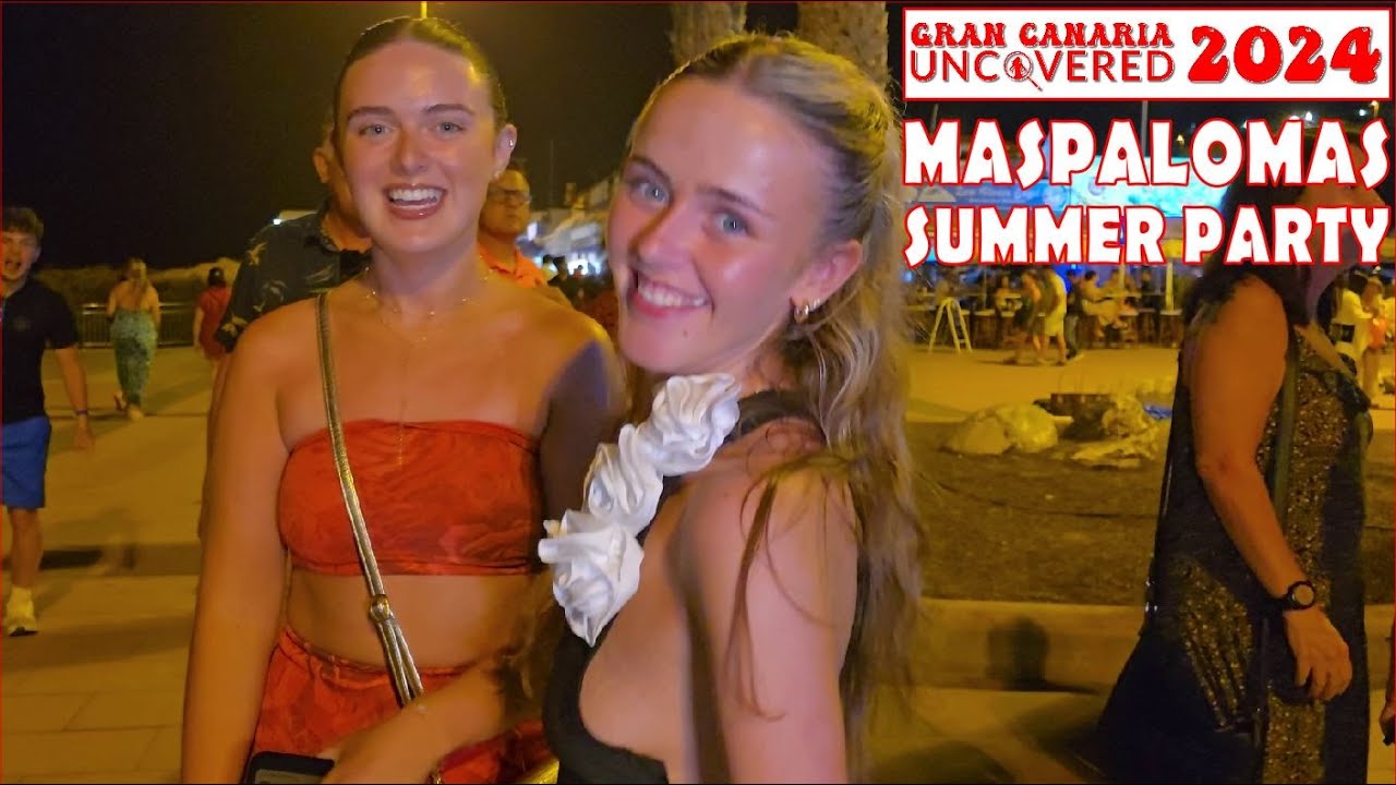 Playa Del Ingles Maspalomas SUMMER BEACH PARTY August 2024 PART ONE  Gran Canaria Uncovered 4K 60fps