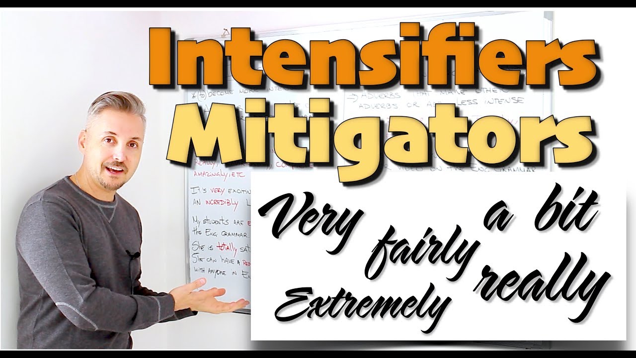 What are INTENSIFIERS & MITIGATORS (Very, extremely, fairly, a bit, really, incredibly, completely)