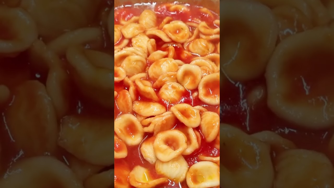 Orecchiette Pasta with Tomato Sauce and Mozzarella #recipe #pasta #foodlanguage