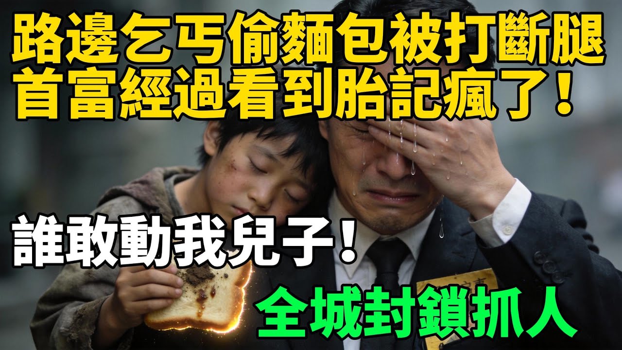 【一口氣看完】路邊乞丐偷麵包被打斷腿，首富經過看到胎記瘋了！誰敢動我兒子！全城封鎖抓人！#故事頻道 #故事分享 #情感#臺灣#情感故事#幸福人生