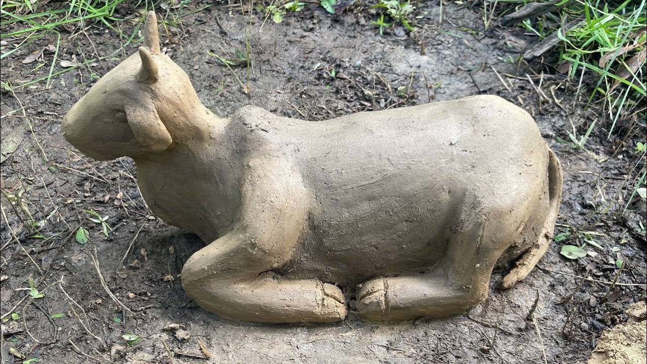 Handmade Clay Cow Sculpture | Creative Clay Art . How To Make A Cow By Clay In Natural And So Lovely