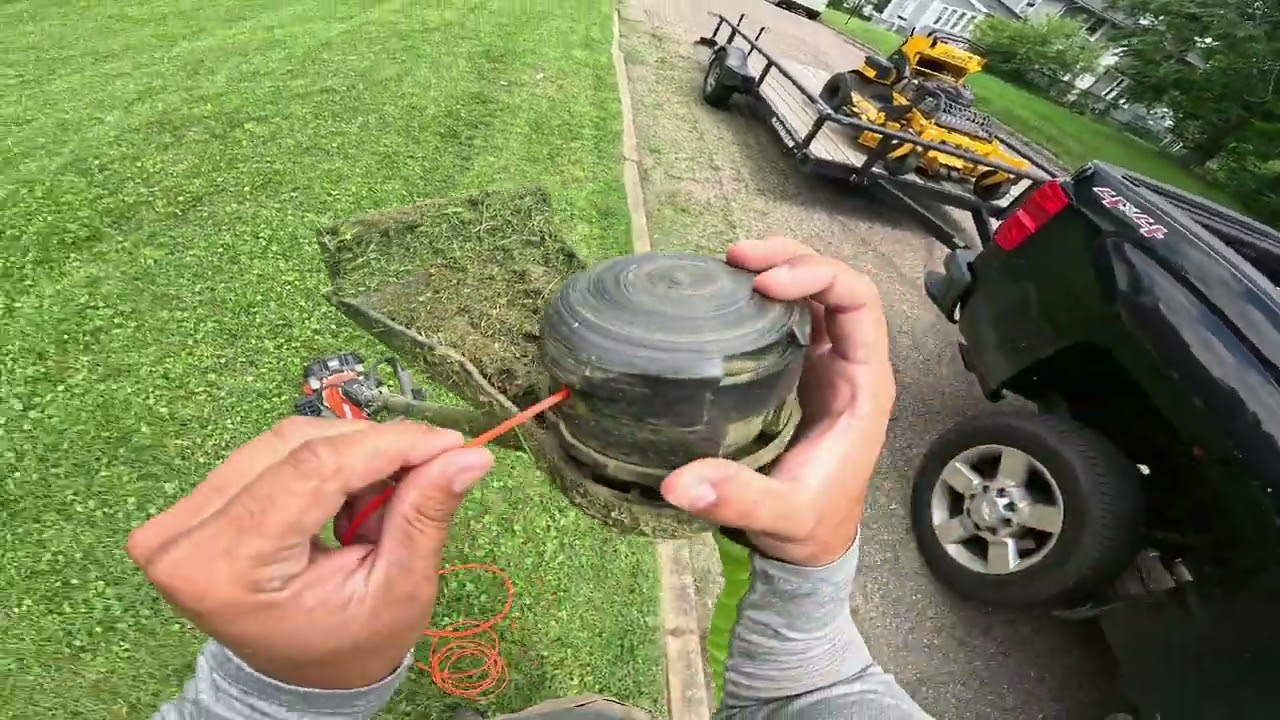 solo mowing overgrown yard