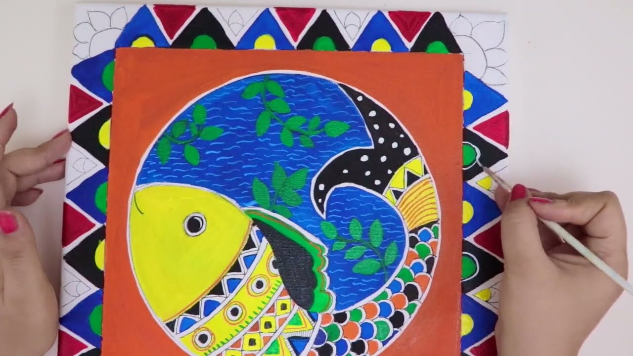 Madhubani Fish Painting on Canvas