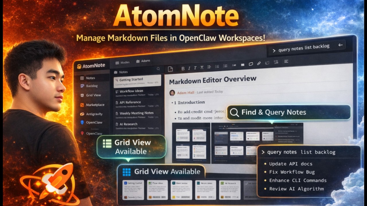 AtomNote (Evernote Atom) + Antigravity: Manage markdown files in OpenClaw workspace