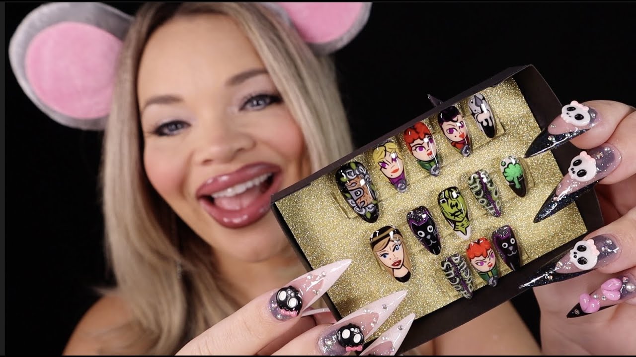ASMR Press On Nail Collection (HALLOWEEN NAILS) | unboxing, tapping, tingles, xxl extendo long nails