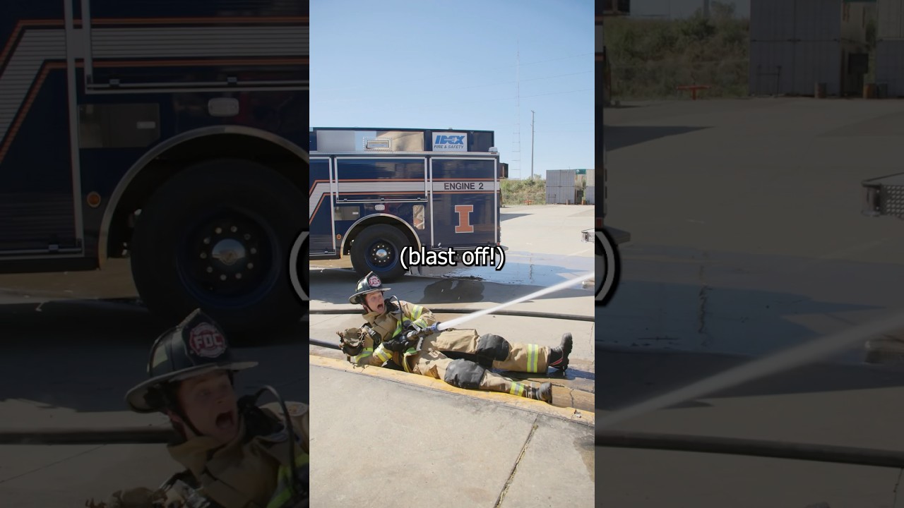 That&rsquo;s one fast moving firefighter! #water #hose #firefighter