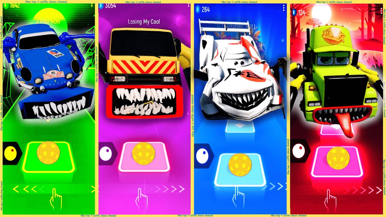 coffin dance - Tokyo Car Eater vs Crazy Car Eater vs Mack Truck Eater vs Tow Truck Eater | Tiles HOP