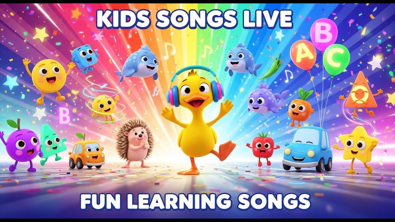 Kids Songs Live Stream | ABC, Counting to 50, Animals, Shapes & Fun Songs for Toddlers