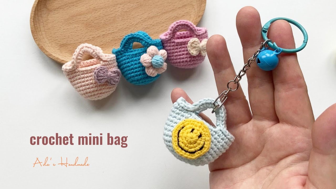 How to Crochet the Mini Bag Keychain/Beginner Crochet Tutorial/Easy Crochet Bag✨