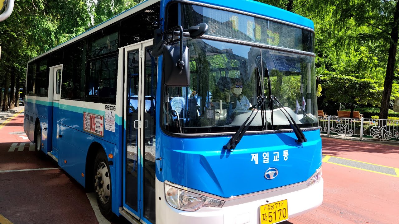 창원(109 제일교통) [창원중부경찰서~오동동]구간 2021년 7월식 자일대우[ZYLE DAEWOO] BS106 NGV 개선형 고상 입석 앞면 주행영상[2023.05.23]