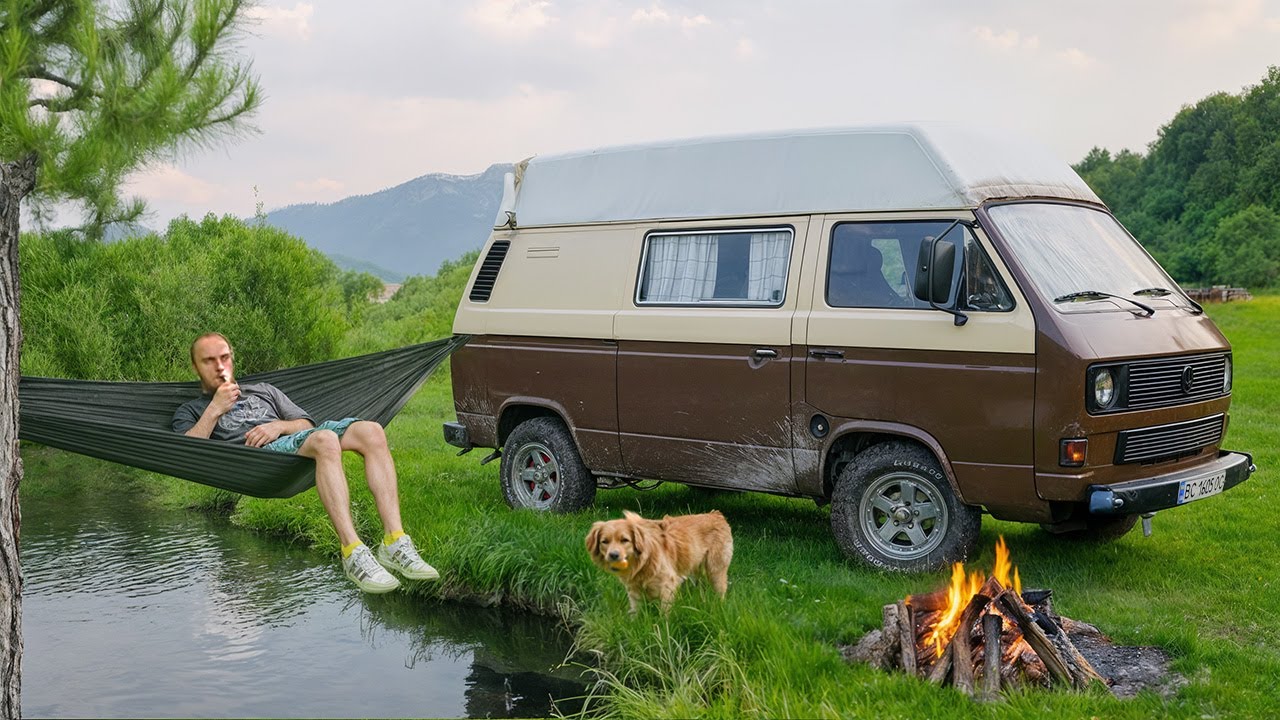 SOLO Camping in the Carpathian Mountains [ Forest Van Life, shelter, Cosy Comfort, relaxing ASMR ]