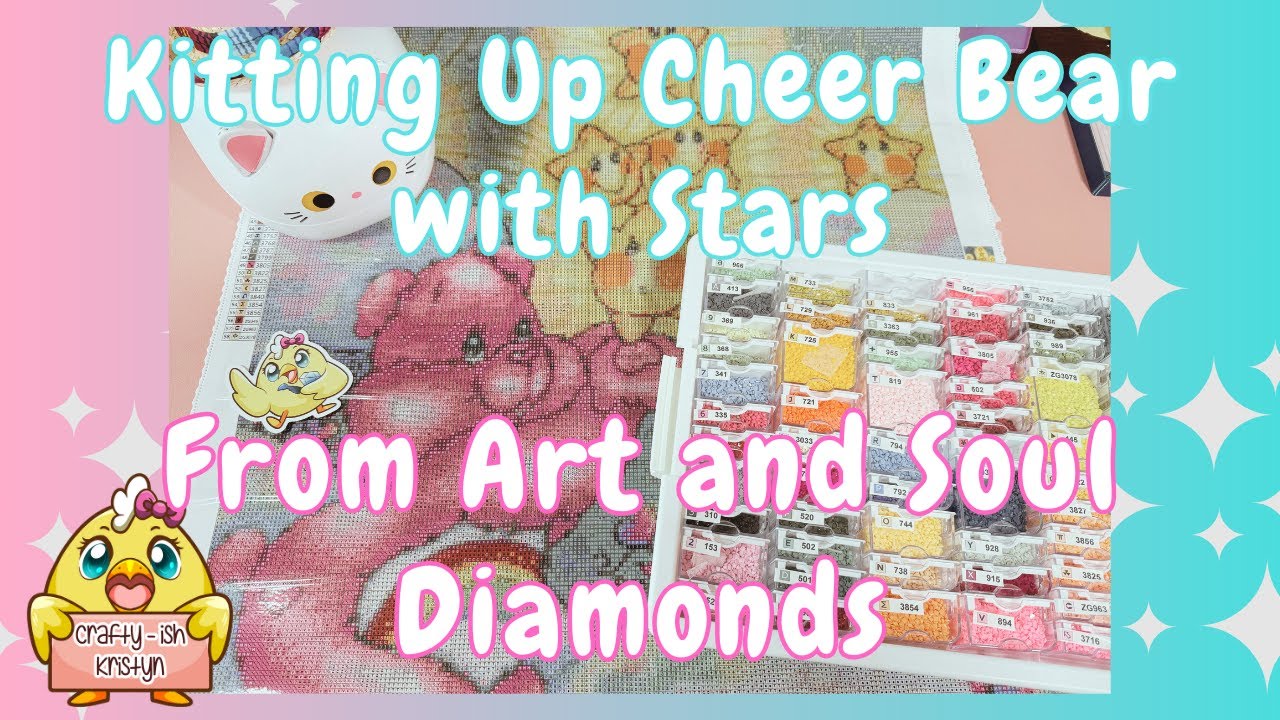 Diamond Painting Kit Up from Art and Soul Diamonds | Cheer Bear and Stars