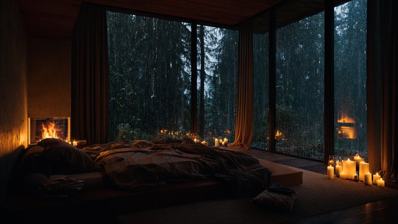 Rainy Night Calm Ambience 🌧️ Piano Music for Deep Relaxation and Sleep