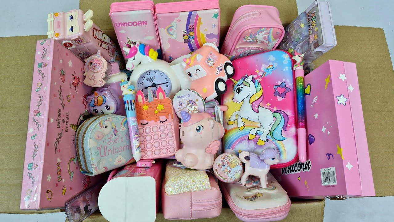 UNICORN Stationery Collection🩷🦄Geometry, PencilBox, Sharpener, Coloring kit, Piggybank, Pouch, Diary