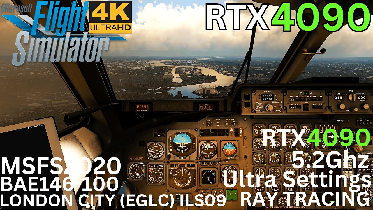 [MSFS RTX 4090] Insane Steep Approach Landing London City (EGLC) Airport BAE146 [Ultra Settings] 4K