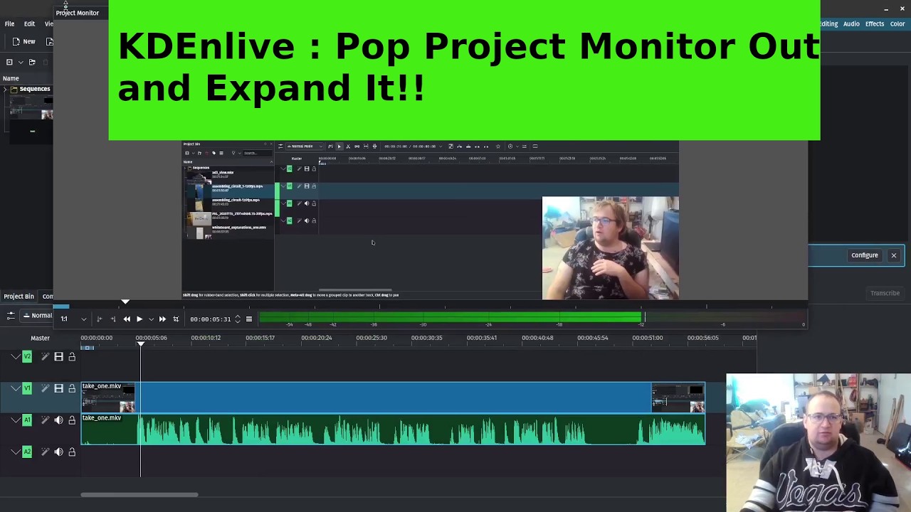 Kdenlive: Pop Project Monitor Out