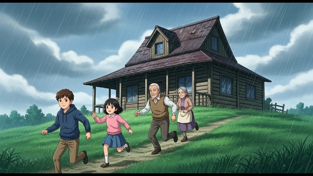 Rainy Hilltop Supper | A Cozy Ghibli Style Countryside Family Evening