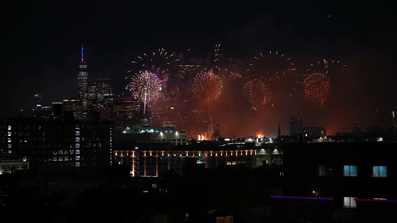 NYC Firework Show 2025 view from Sunset Park Rooftop in Brooklyn New York