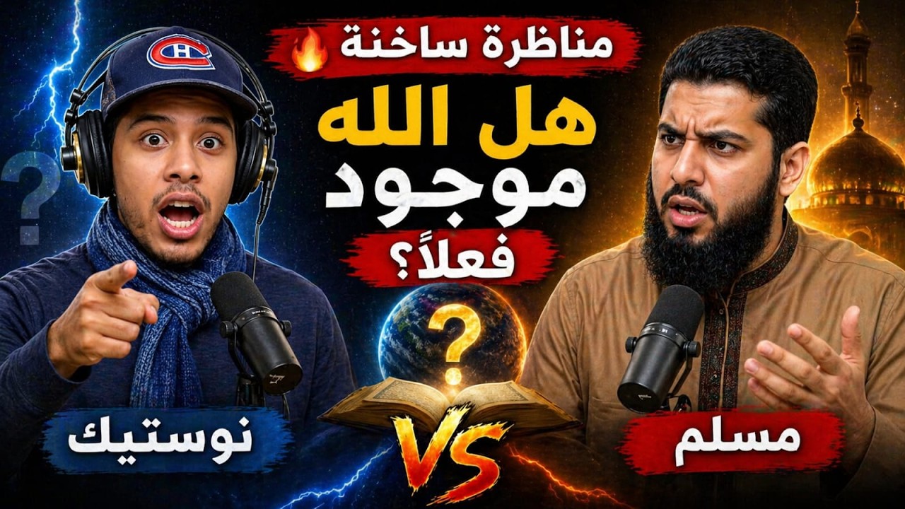 مناظرة بين مسلم وملحد هشام نوستيك حول خالق الكون و الربوبية والألوهية . هل الله موجود ؟ كافر مغربي