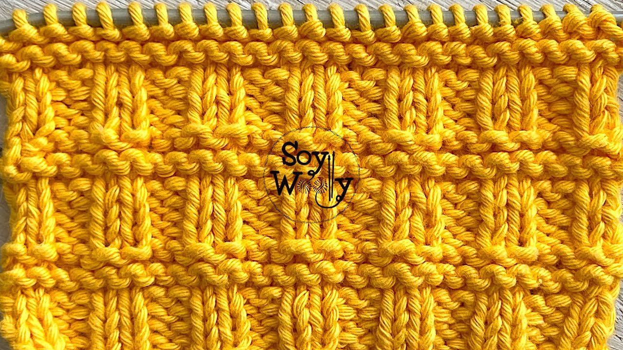 Cómo tejer el Punto Mosaicos en dos agujas: súper fácil, reversible, y no se enrosca - Soy Woolly