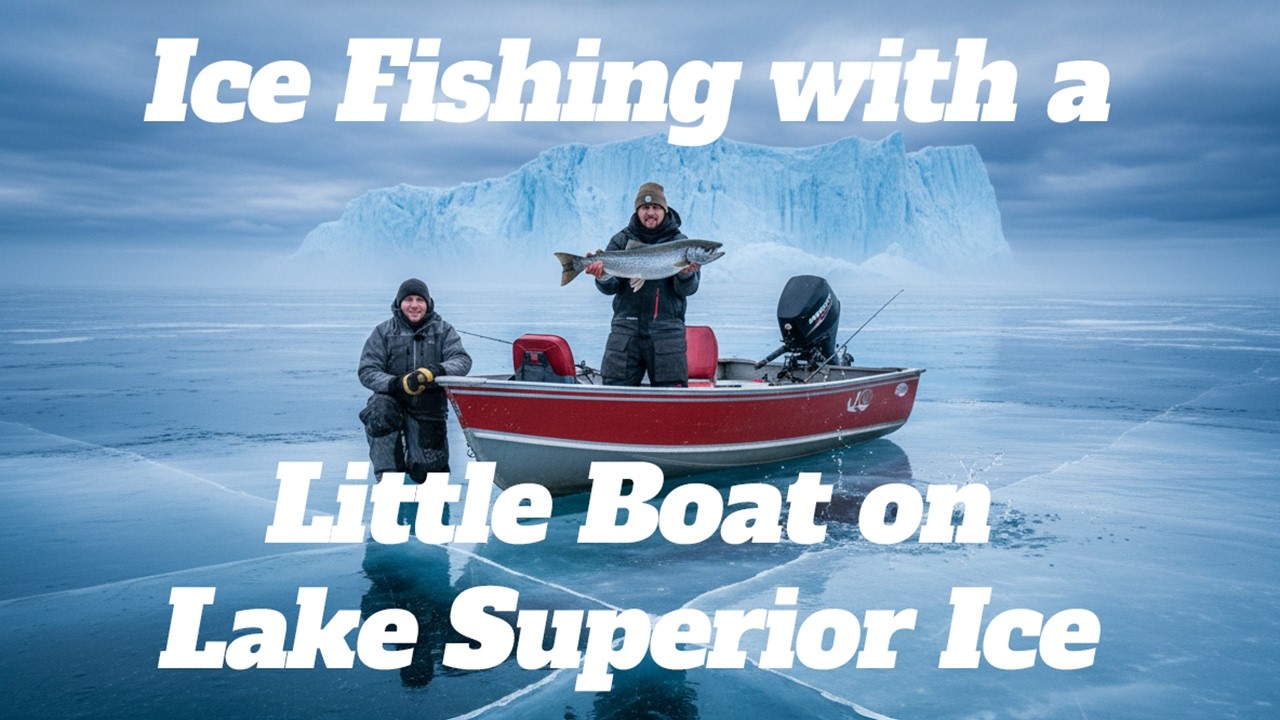 Taking a Tiny Boat to Reach Lake Superior Ice to Catch Lake Trout!