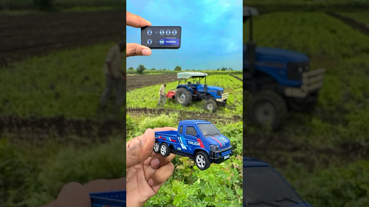 Diecast mini remote control truck testing vs real tractor