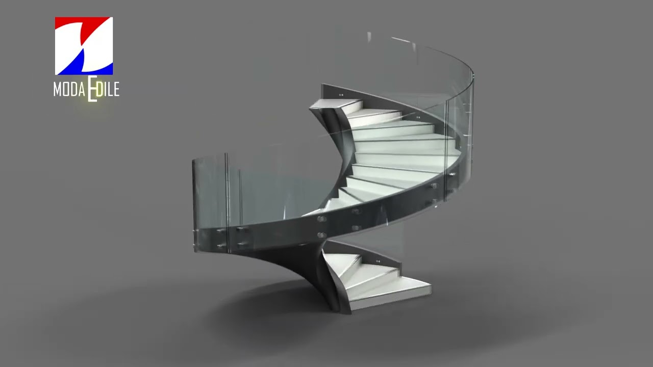 scala elicoidale prefabbricata in cemento armato diametro 400 cm con ringhiera