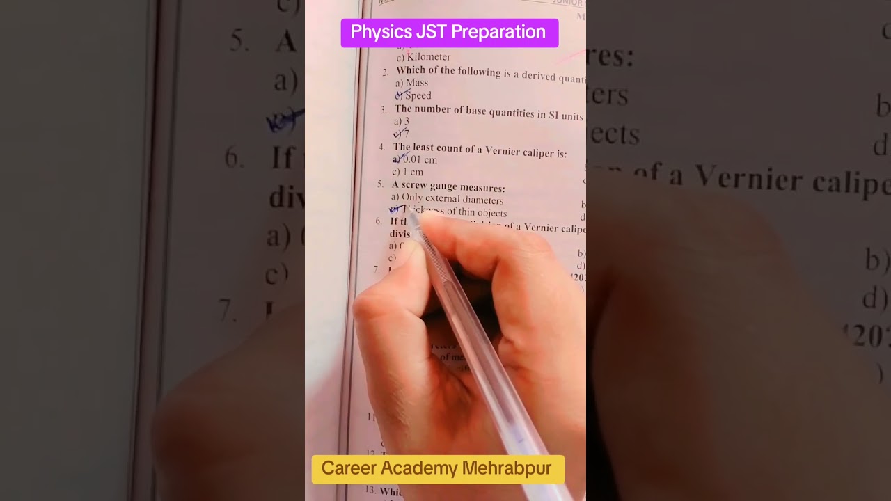 Physics MCQ's Series JST Preparation #physics #mcqsseries #jst #testprep #careeracademymehrabpur