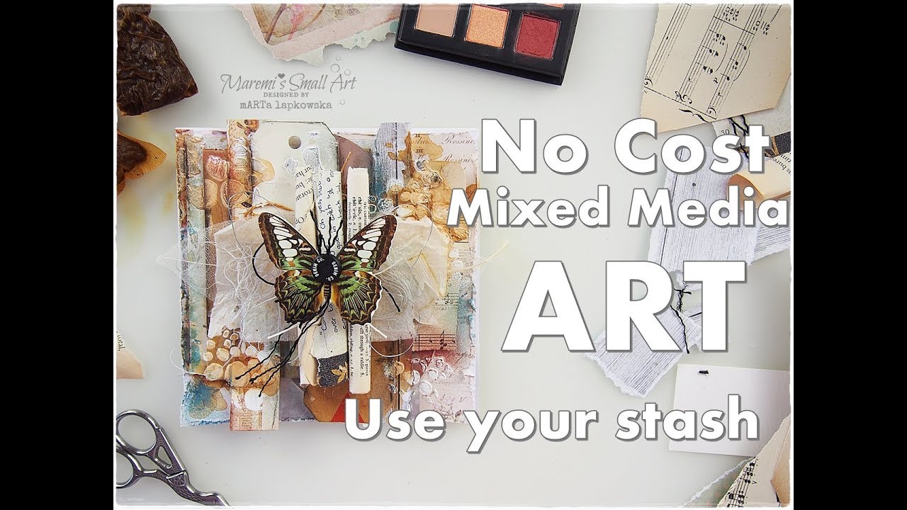 No Cost Mixed Media Cardmaking Use Your Craft Stash ♡ Maremi's Small Art ♡