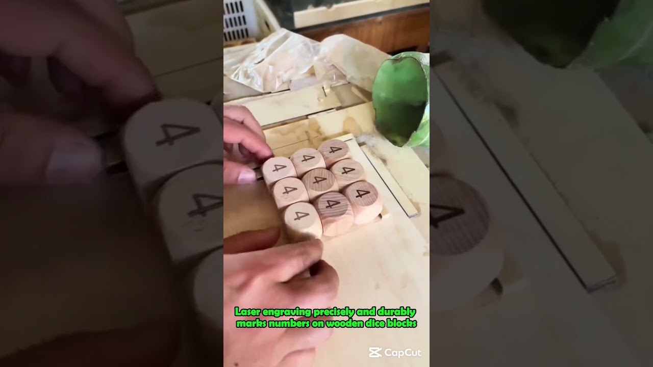 Laser Engraving Numbers on Wooden Dice Blocks