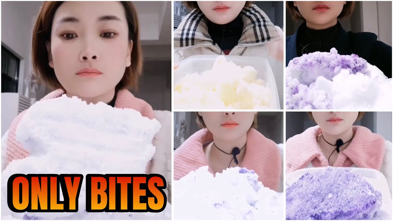 SUPER CRUNCHY ICE EATING MUKBANG ONLY BITES ASMR / CRUNCHY ICE EATING