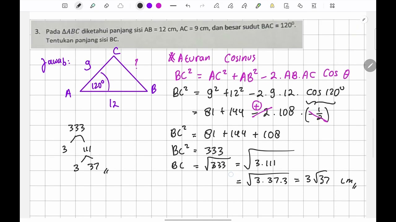 Bahas Soal 20 | Aturan Sinus dan Cosinus serta Luas Segitiga