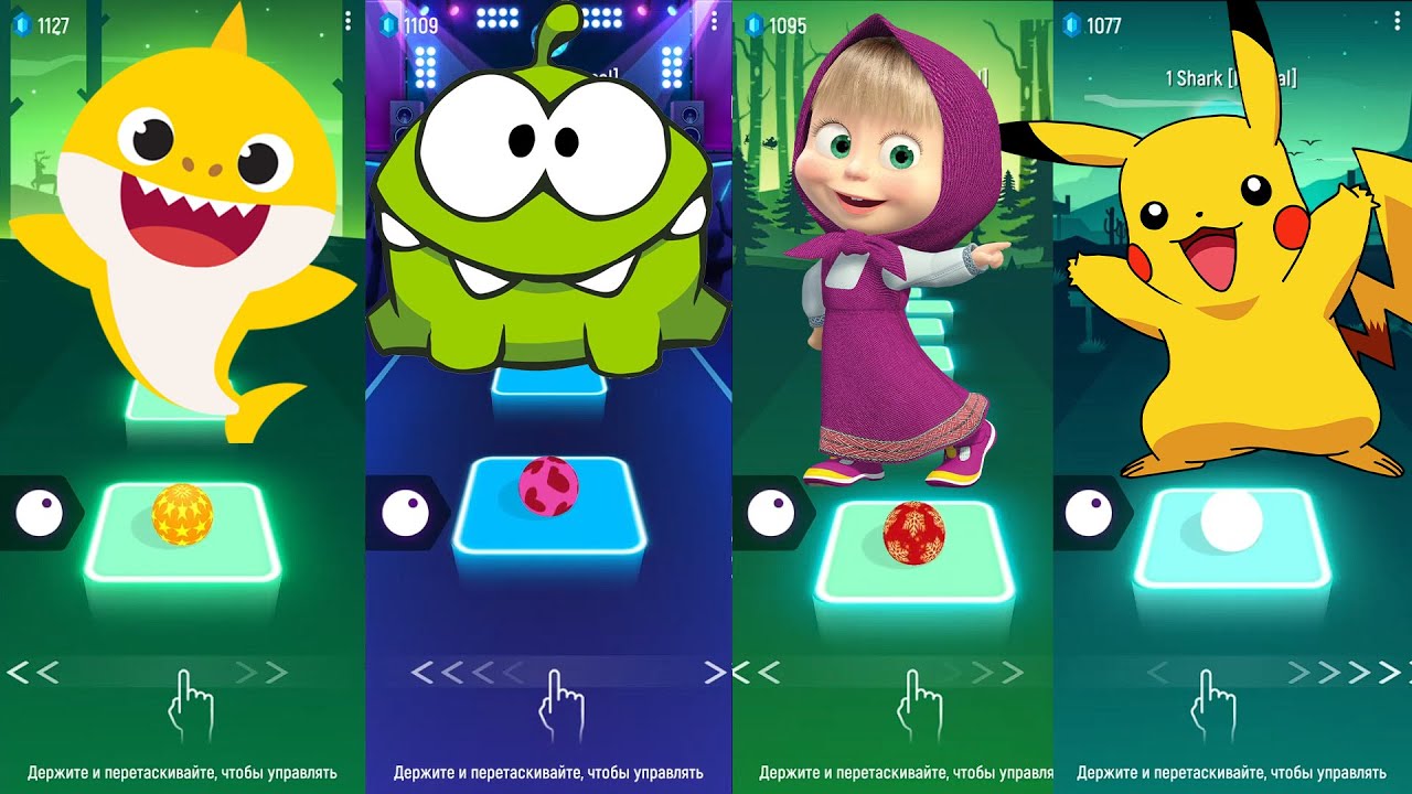 Tiles Hop || Baby Shark - Masha and Bear - Omnom- Picka-Pickachu🎶🎯 🎶